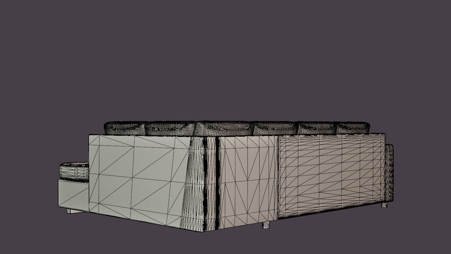 Crazy U Sofa Small Divan Left Black Artificial Leather Low-poly 3D model_6