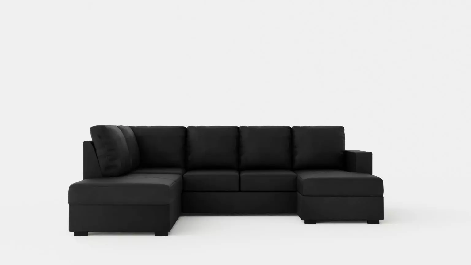 Crazy U Sofa Large Divan Right Black Artificial Leather Low-poly 3D model_0