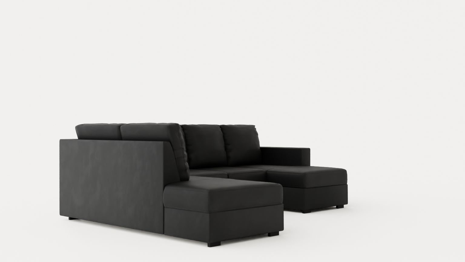 Crazy U Sofa Large Divan Right Black Artificial Leather Low-poly 3D model_1