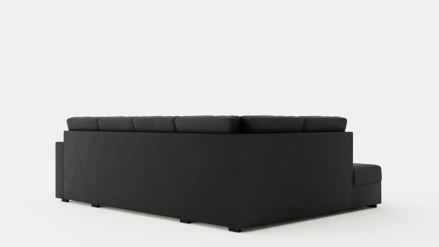 Crazy U Sofa Large Divan Right Black Artificial Leather Low-poly 3D model_3