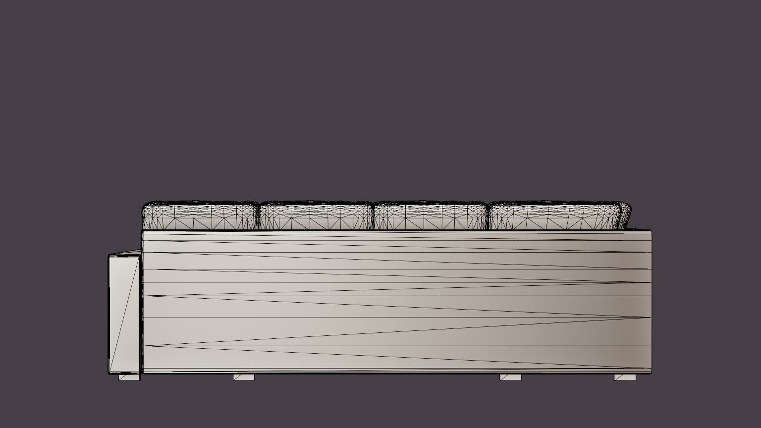 Crazy U Sofa Large Divan Right Black Artificial Leather Low-poly 3D model_5