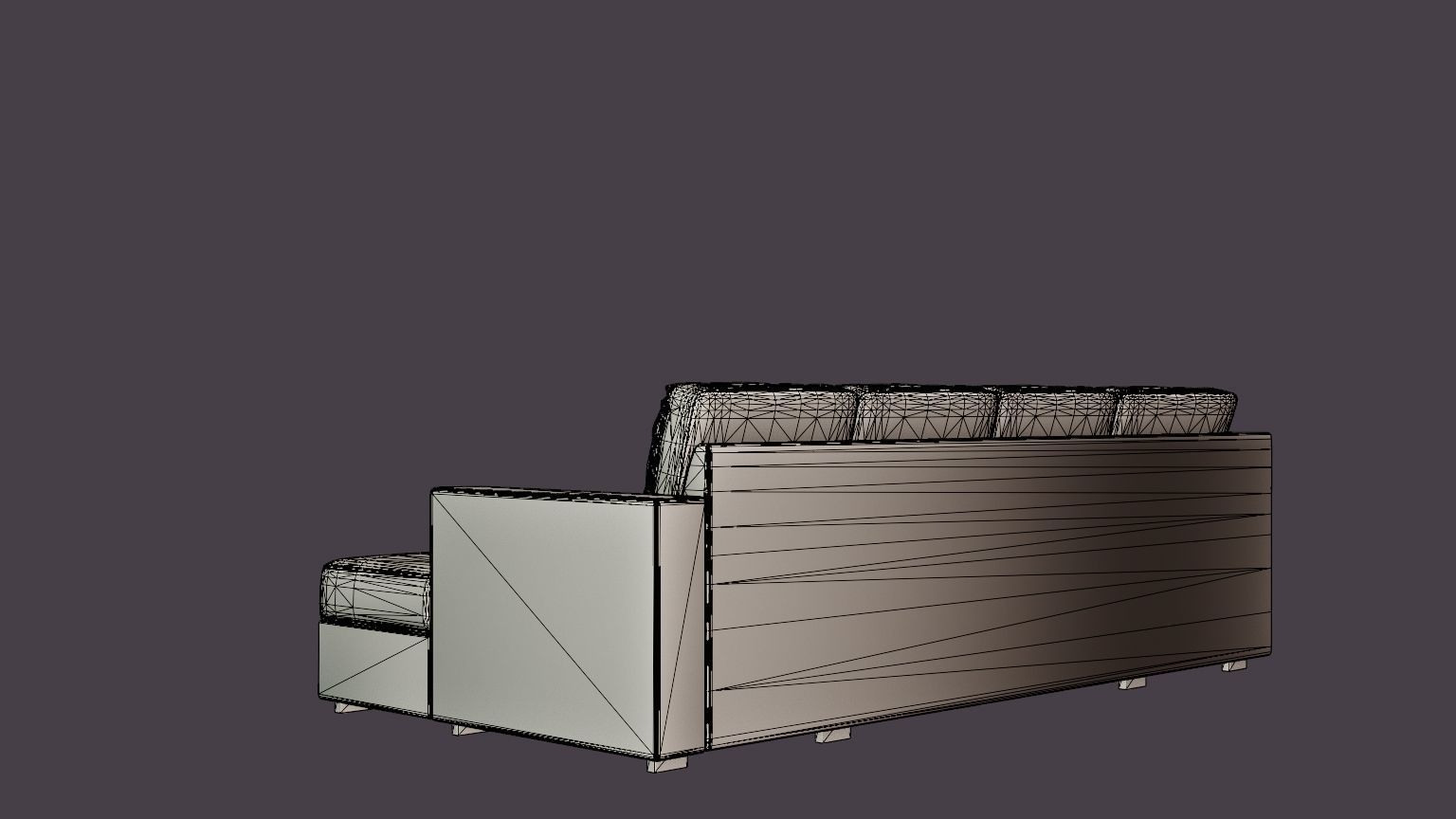 Crazy U Sofa Large Divan Right Anthracite Low-poly 3D model_6