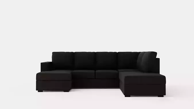 Crazy U Sofa Large Divan Left Anthracite Low-poly 3D model