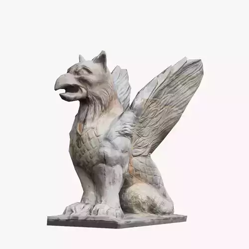 Low Poly 3D Scanned Gryphon Statue