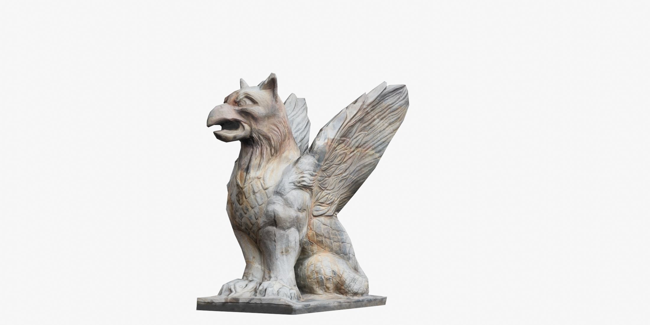 Low Poly 3D Scanned Gryphon Statue 3D model_2