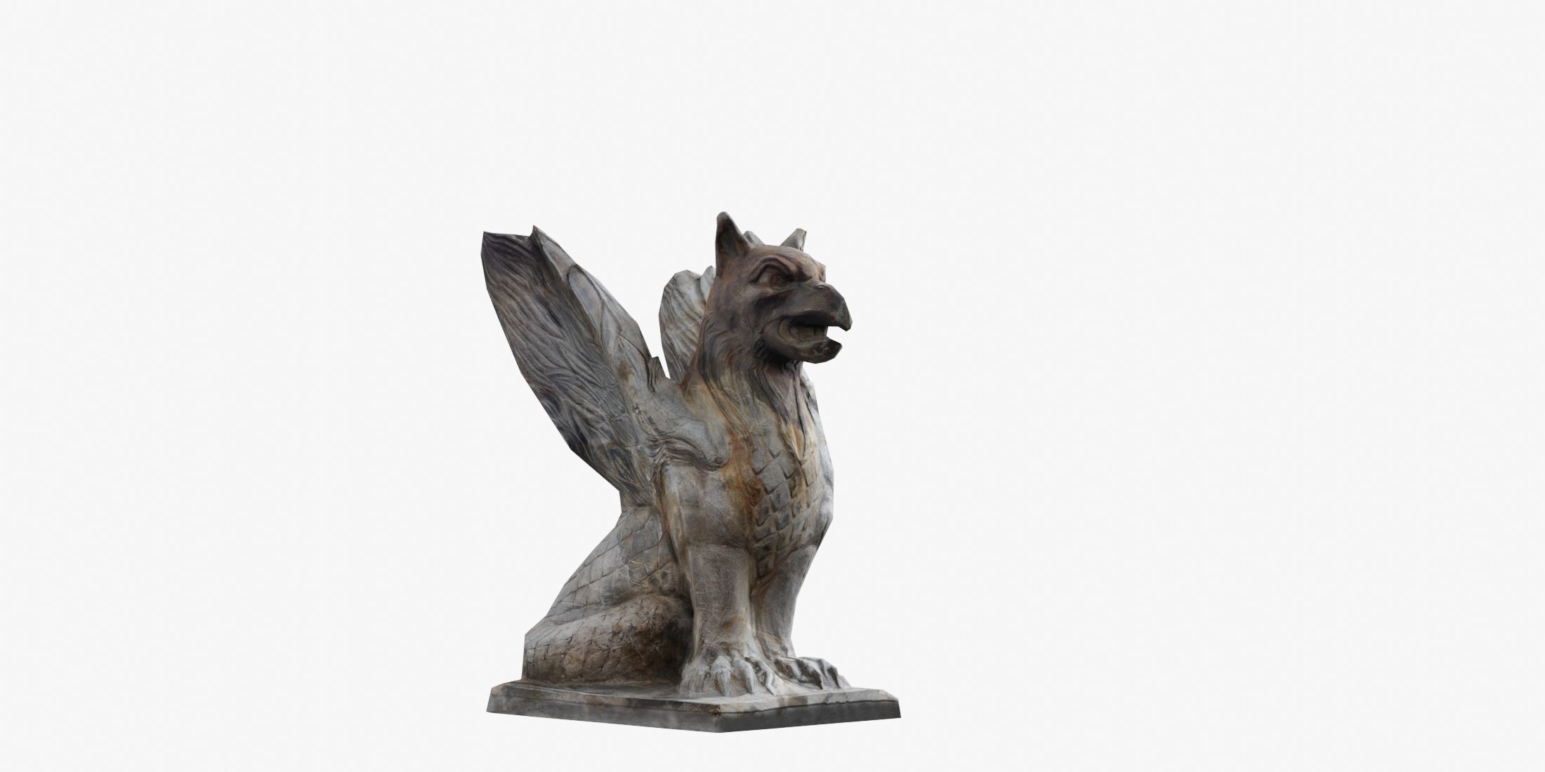 Low Poly 3D Scanned Gryphon Statue 3D model_1