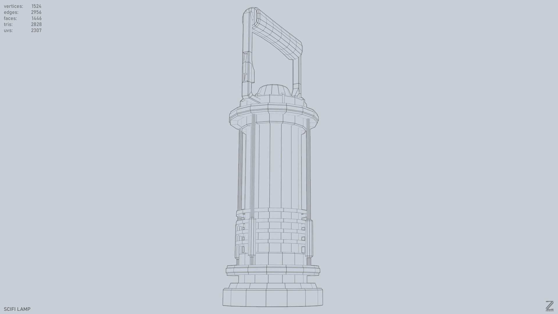 Sci fi lamp Low-poly 3D model_14