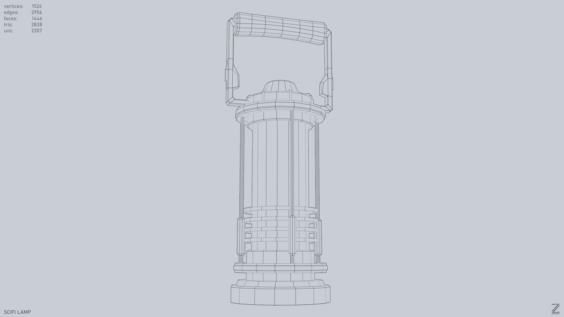 Sci fi lamp Low-poly 3D model_11