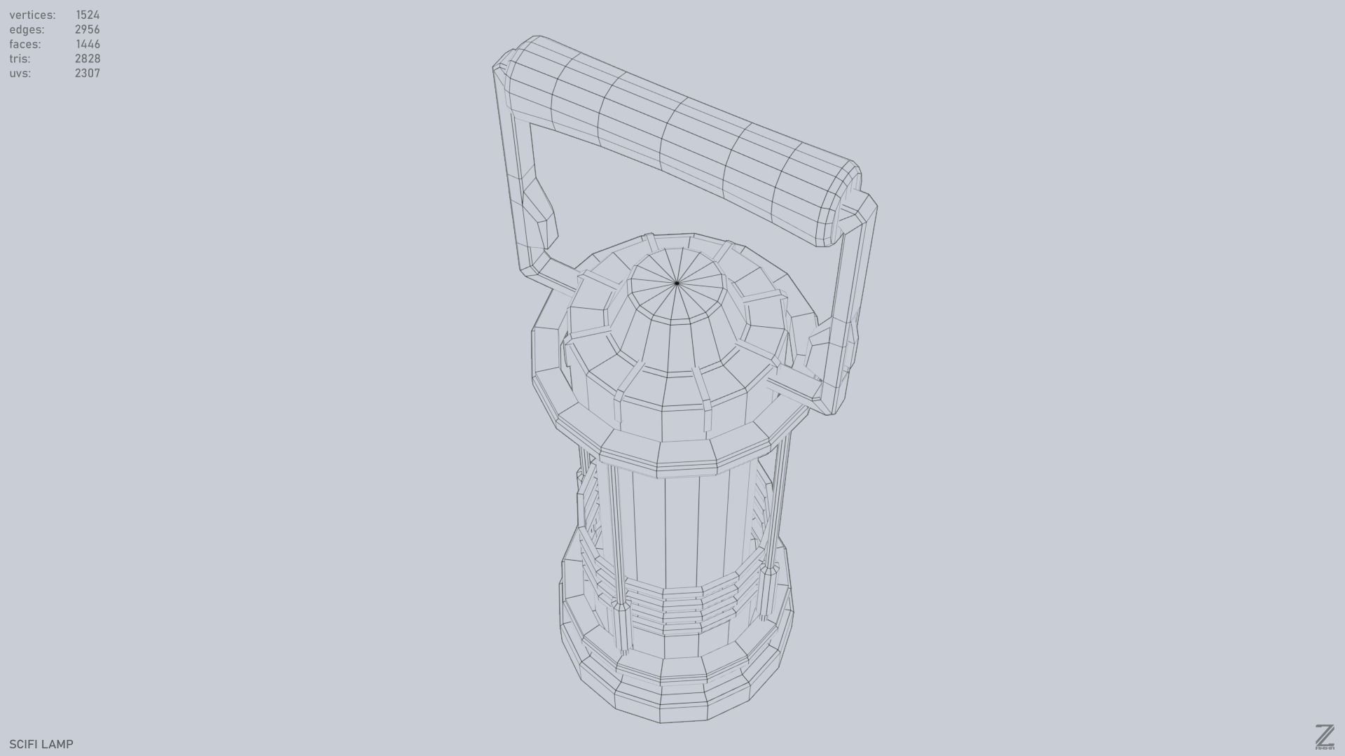 Sci fi lamp Low-poly 3D model_10