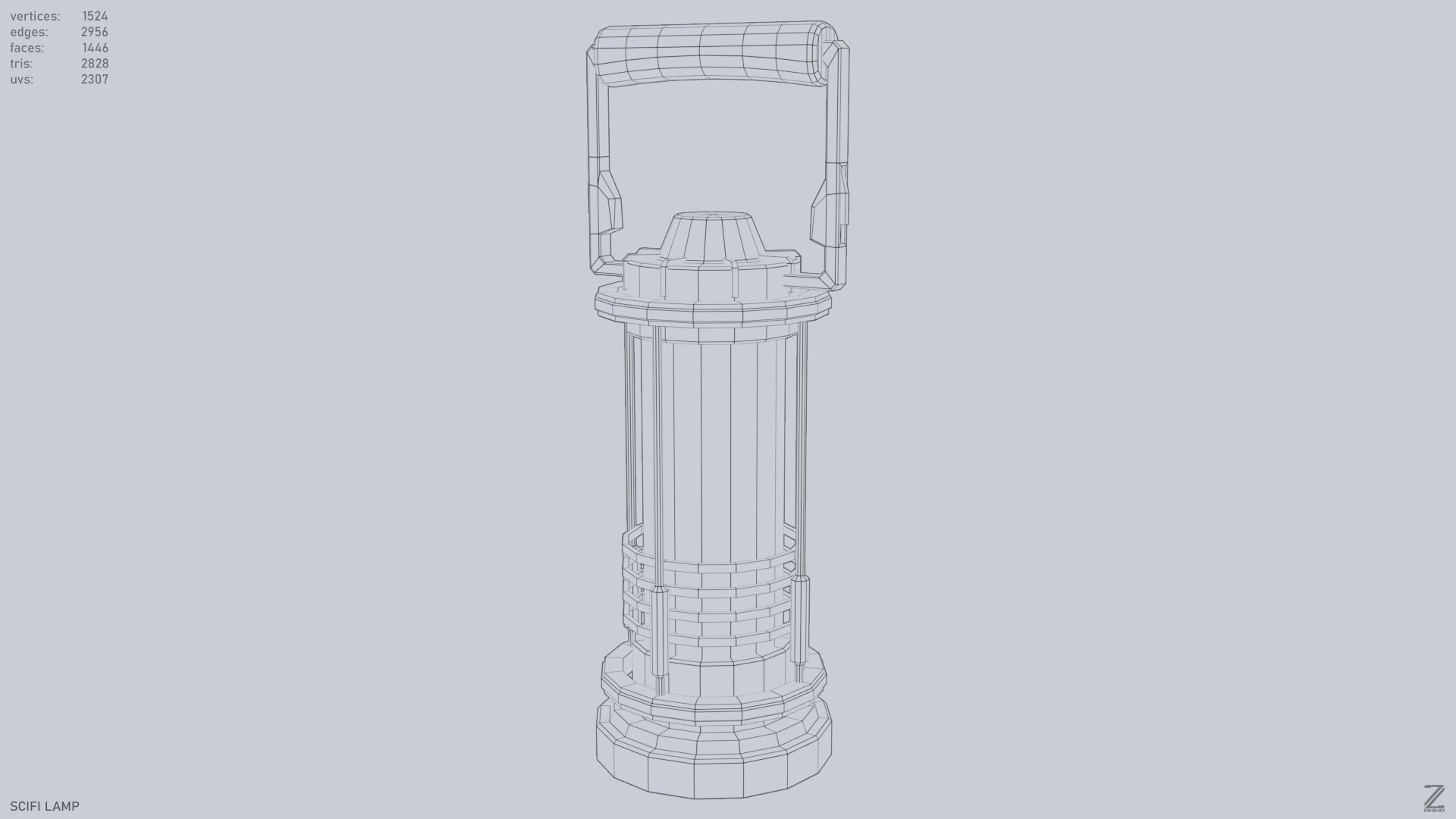 Sci fi lamp Low-poly 3D model_9