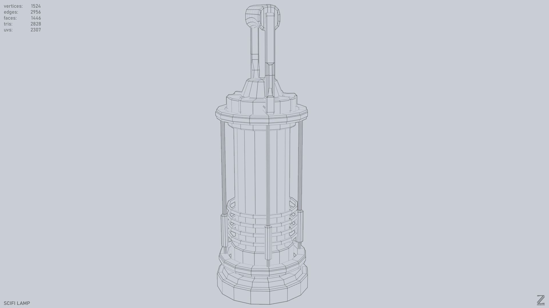 Sci fi lamp Low-poly 3D model_13