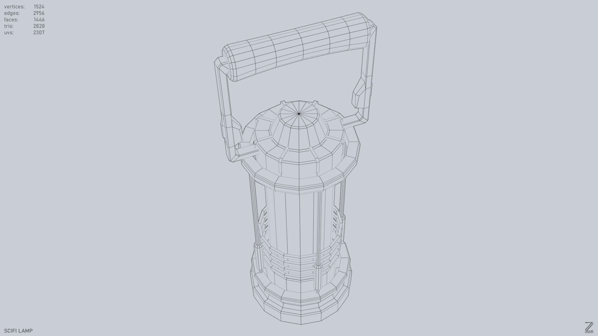 Sci fi lamp Low-poly 3D model_15