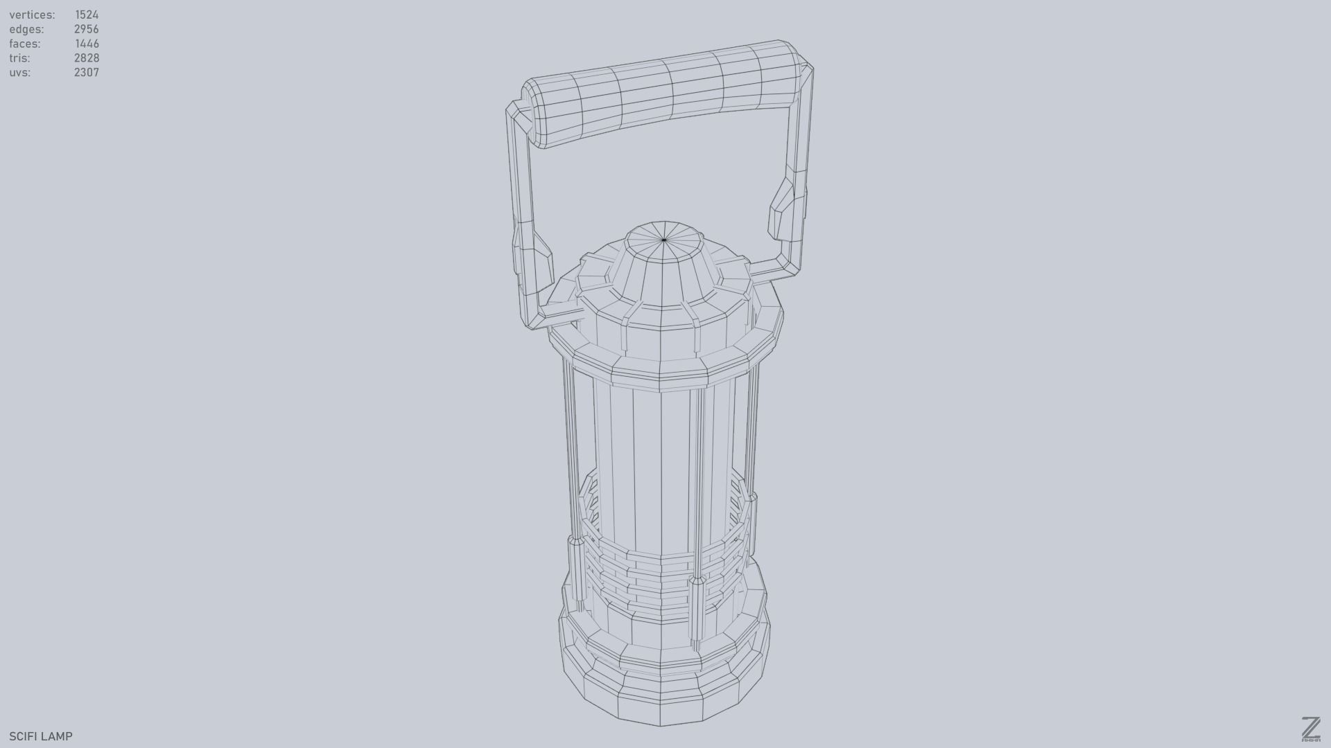 Sci fi lamp Low-poly 3D model_12