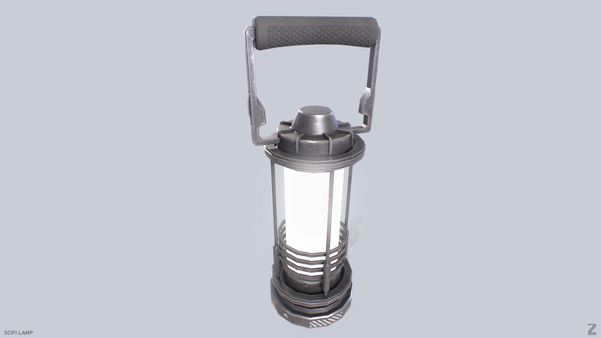 Sci fi lamp Low-poly 3D model_2