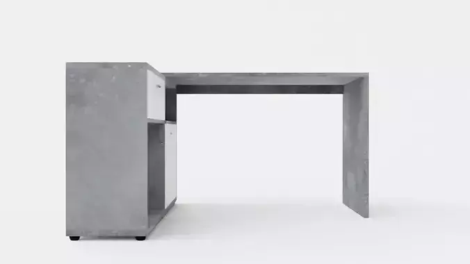 Diego Desk 138 Cm With Adjustable Shelf White Concrete