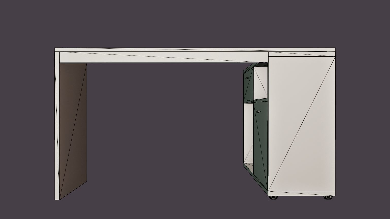 Diego Desk 138 Cm With Adjustable Shelf White Concrete Low-poly 3D model_5