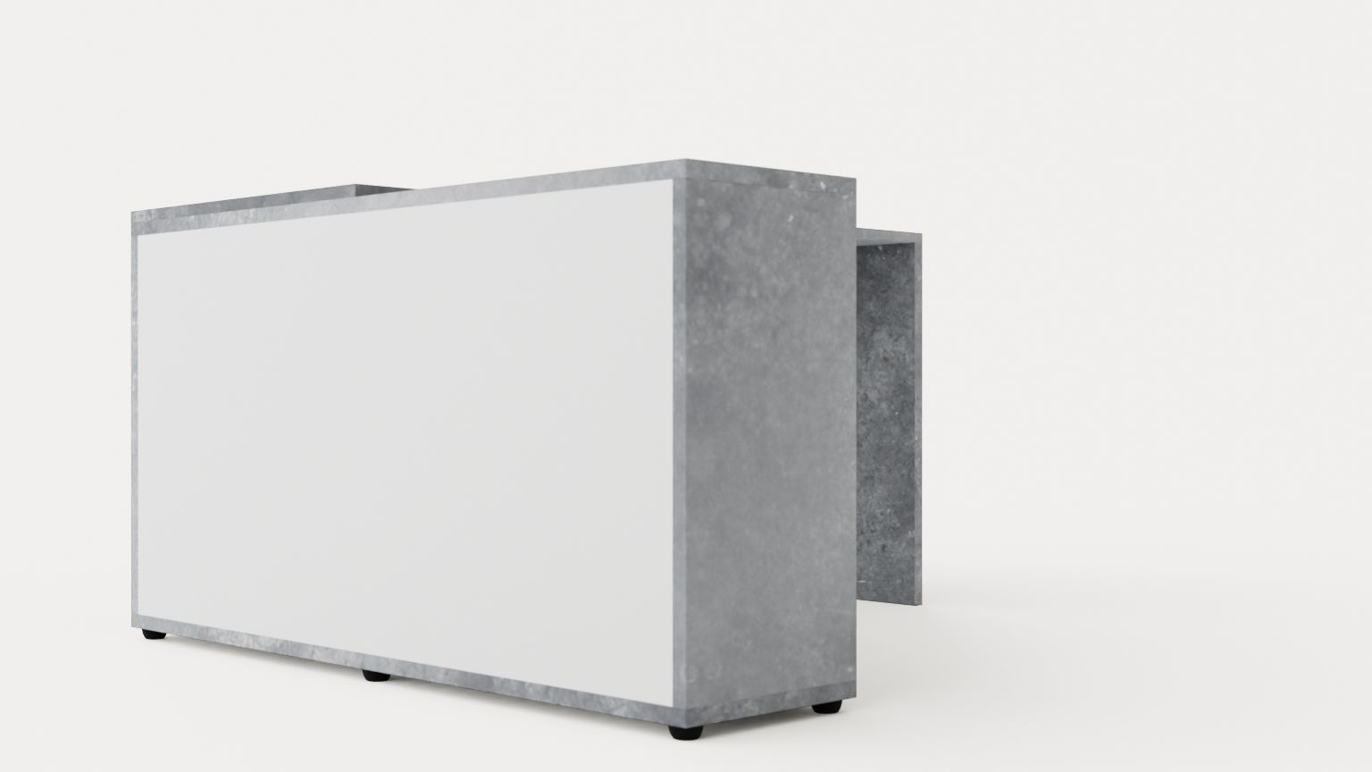 Diego Desk 138 Cm With Adjustable Shelf White Concrete Low-poly 3D model_1