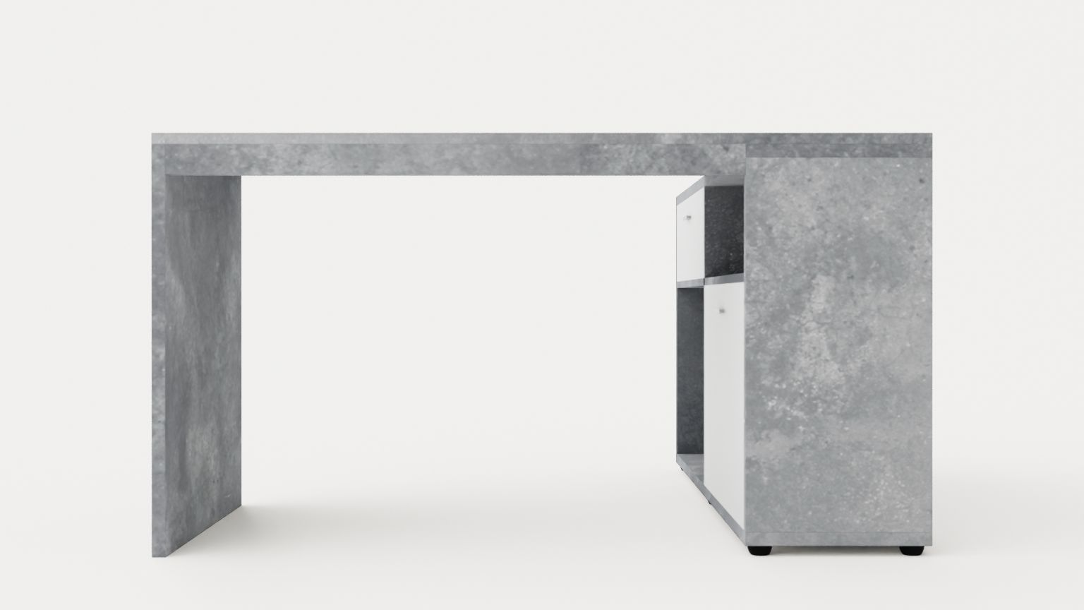Diego Desk 138 Cm With Adjustable Shelf White Concrete Low-poly 3D model_4