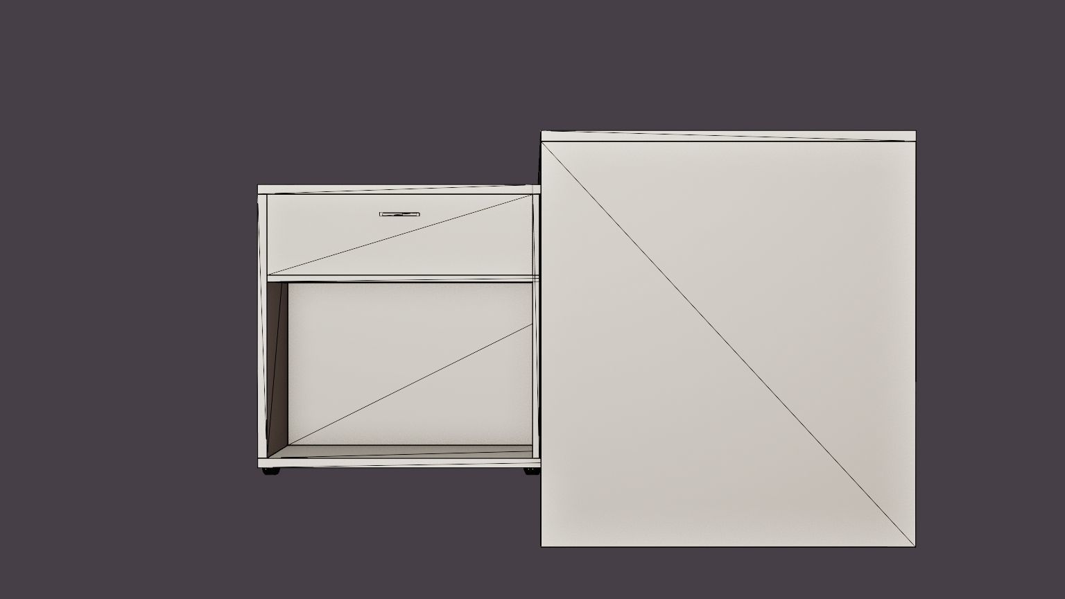 Diego Desk 138 Cm With Adjustable Shelf White Concrete Low-poly 3D model_7