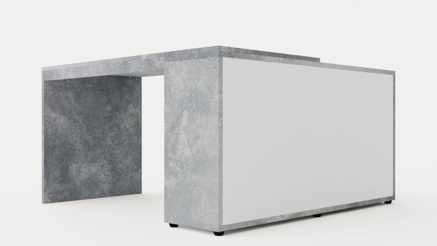 Diego Desk 138 Cm With Adjustable Shelf White Concrete Low-poly 3D model_3