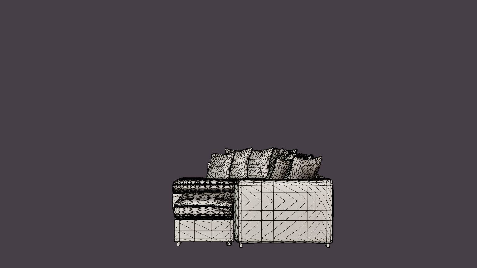 Cuba U Sofa Divan Right Including Pads Brown Beige Low-poly 3D model_7