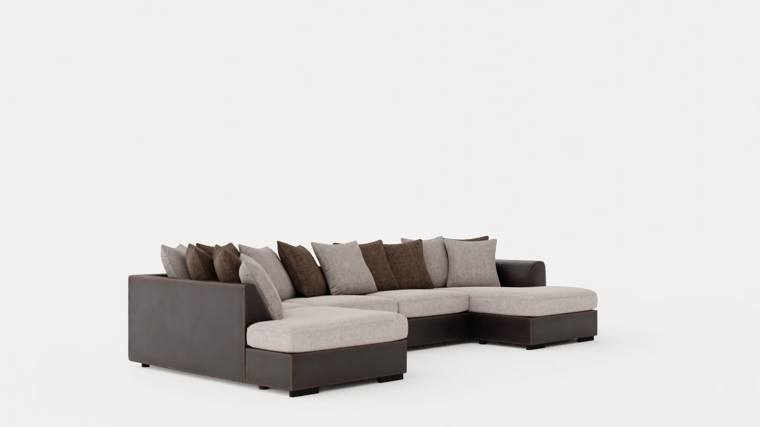 Cuba U Sofa Divan Right Including Pads Brown Beige Low-poly 3D model_1