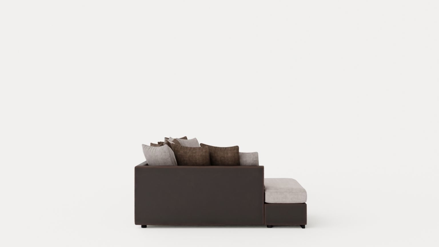 Cuba U Sofa Divan Right Including Pads Brown Beige Low-poly 3D model_2