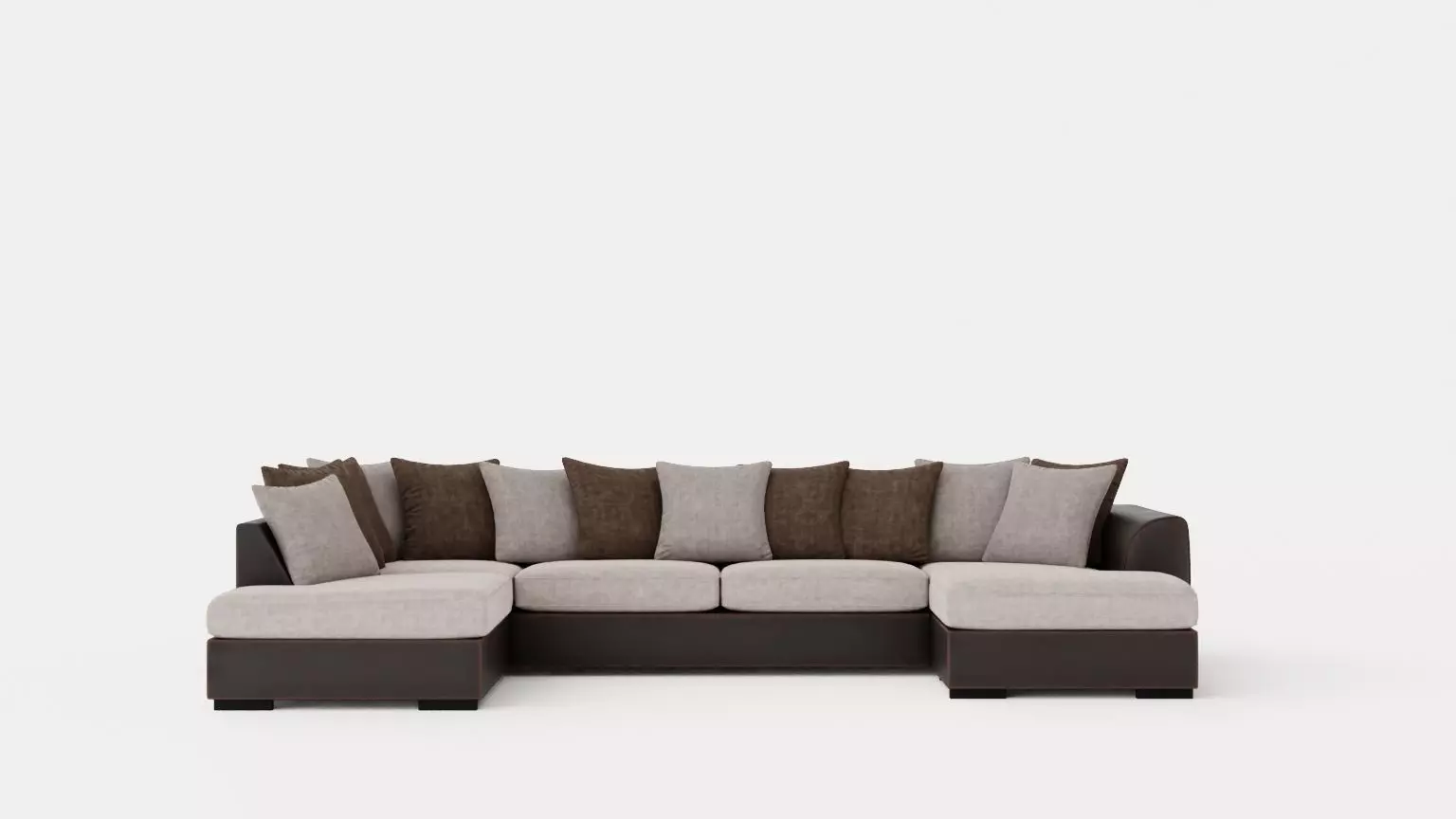 Cuba U Sofa Divan Right Including Pads Brown Beige Low-poly 3D model_0