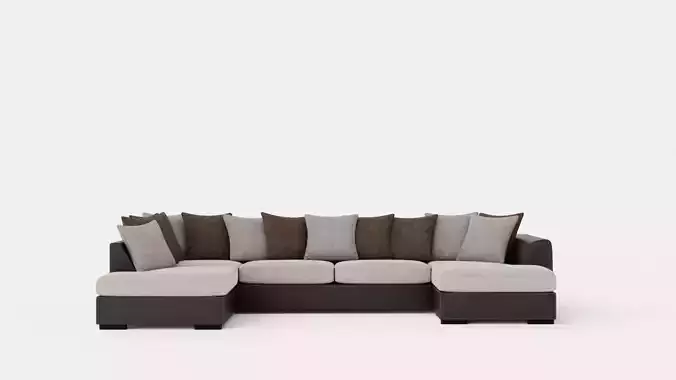 Cuba U Sofa Divan Right Including Pads Brown Beige