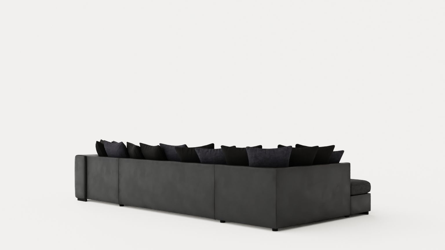 Cuba U Sofa Divan Right Including Pads Black Gray Low-poly 3D model_3