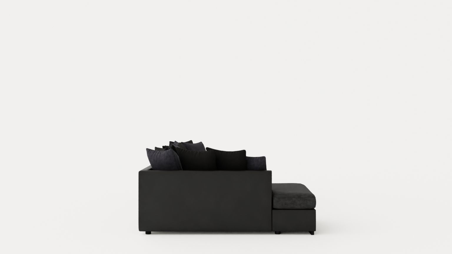 Cuba U Sofa Divan Right Including Pads Black Gray Low-poly 3D model_2