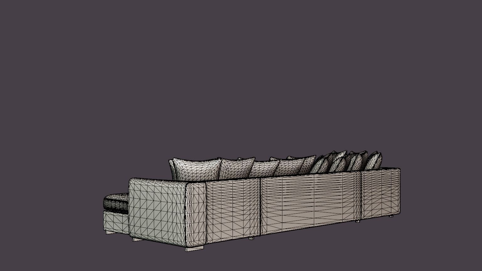 Cuba U Sofa Divan Right Including Pads Black Gray Low-poly 3D model_6
