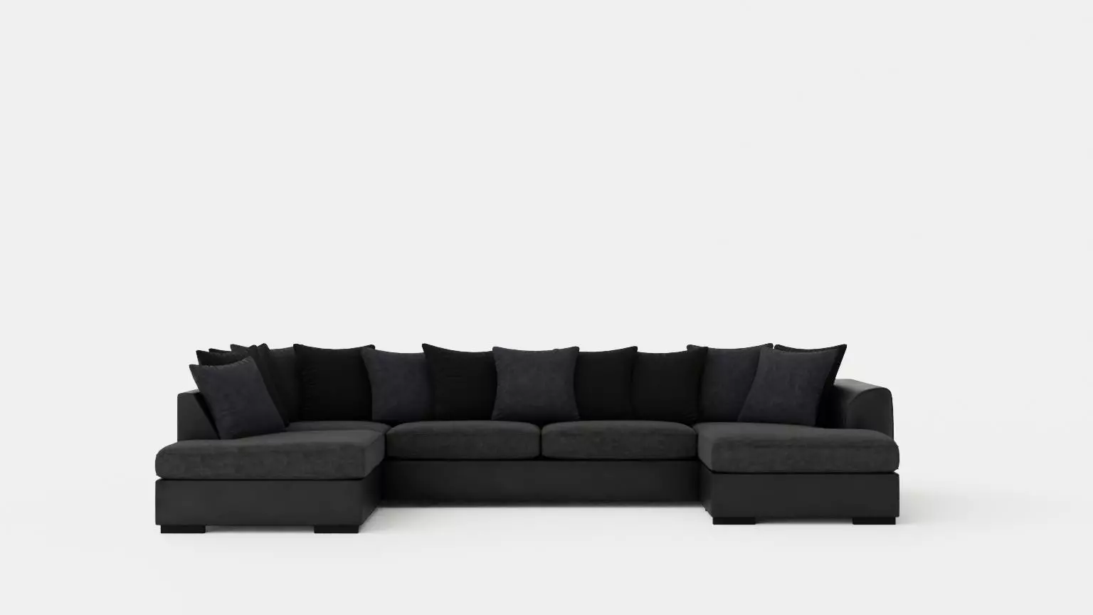 Cuba U Sofa Divan Right Including Pads Black Gray Low-poly 3D model_0