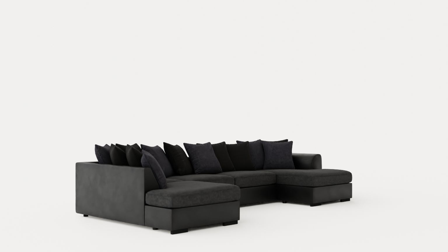 Cuba U Sofa Divan Right Including Pads Black Gray Low-poly 3D model_1