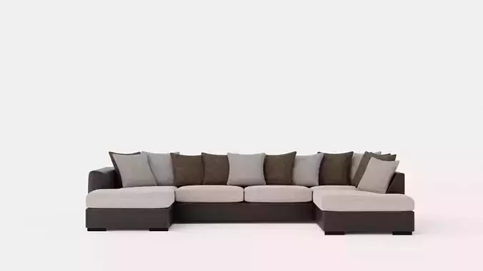 Cuba U Sofa Divan Left Incl Envelope Pillows Brown Beige