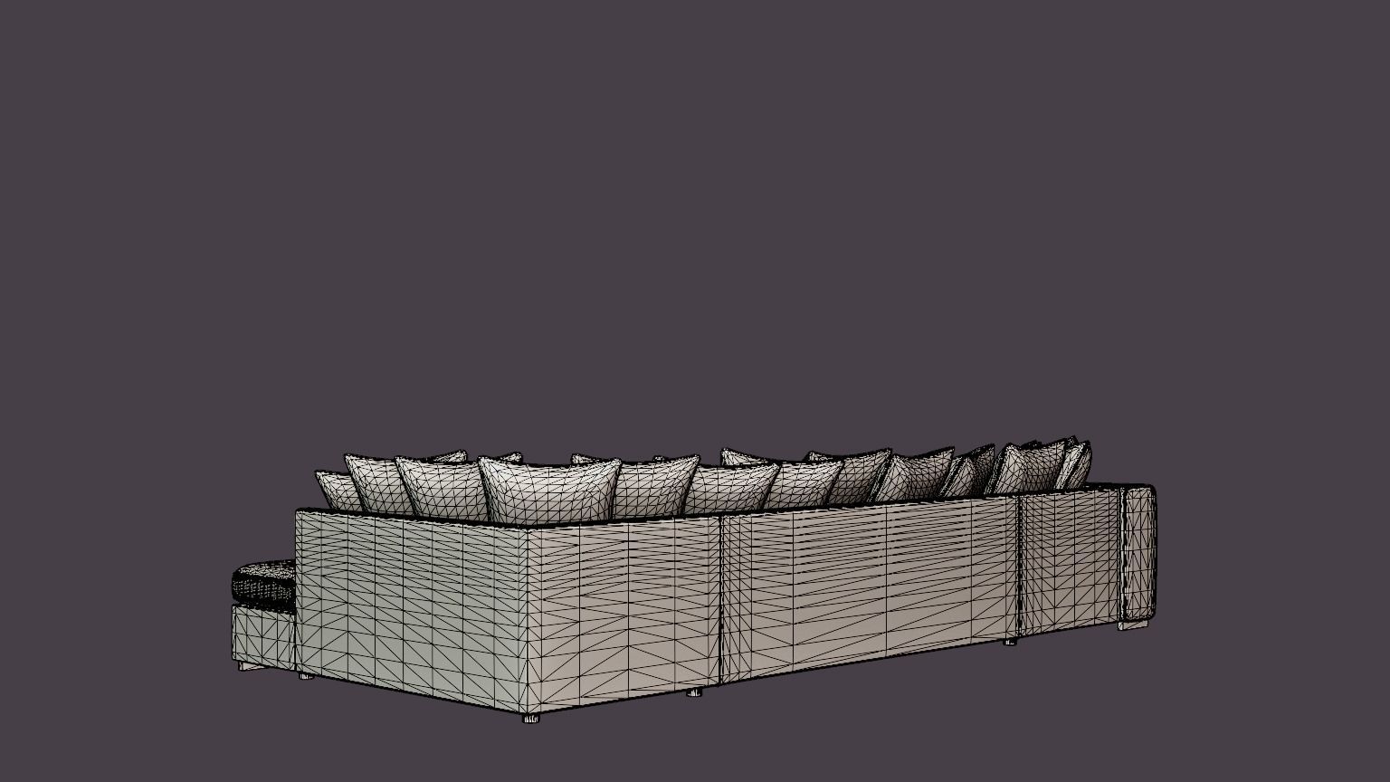 Cuba U Sofa Divan Left Incl Envelope Pillows Black Gray Low-poly 3D model_6