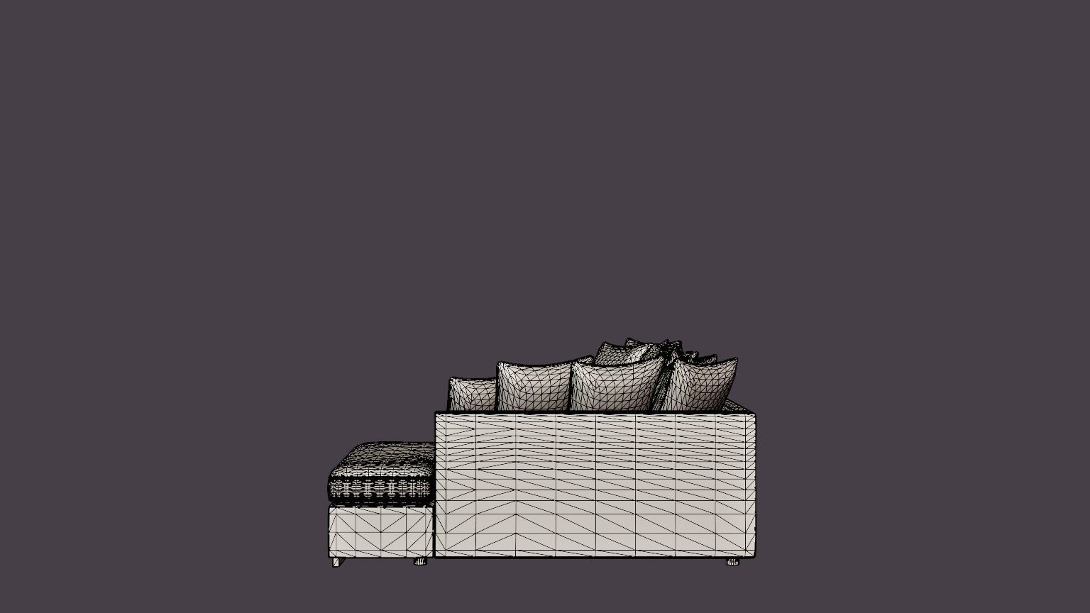 Cuba U Sofa Divan Left Incl Envelope Pillows Black Gray Low-poly 3D model_7