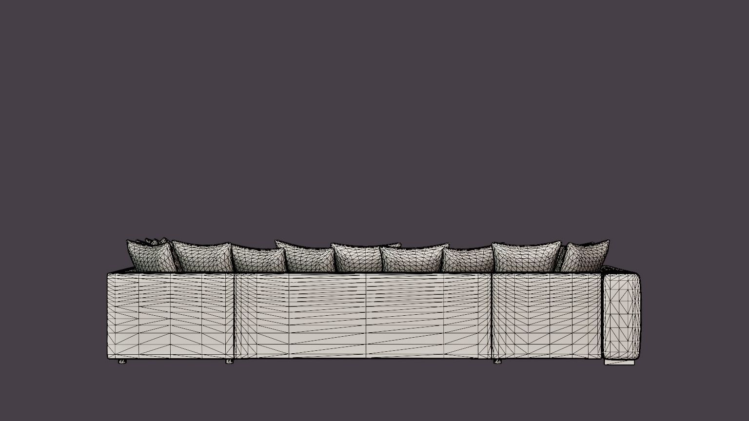 Cuba U Sofa Divan Left Incl Envelope Pillows Black Gray Low-poly 3D model_5