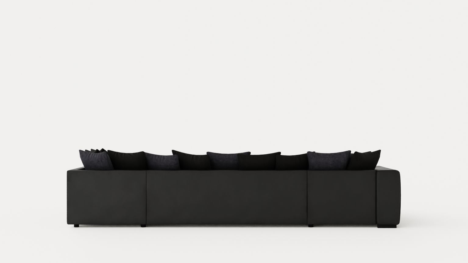 Cuba U Sofa Divan Left Incl Envelope Pillows Black Gray Low-poly 3D model_4