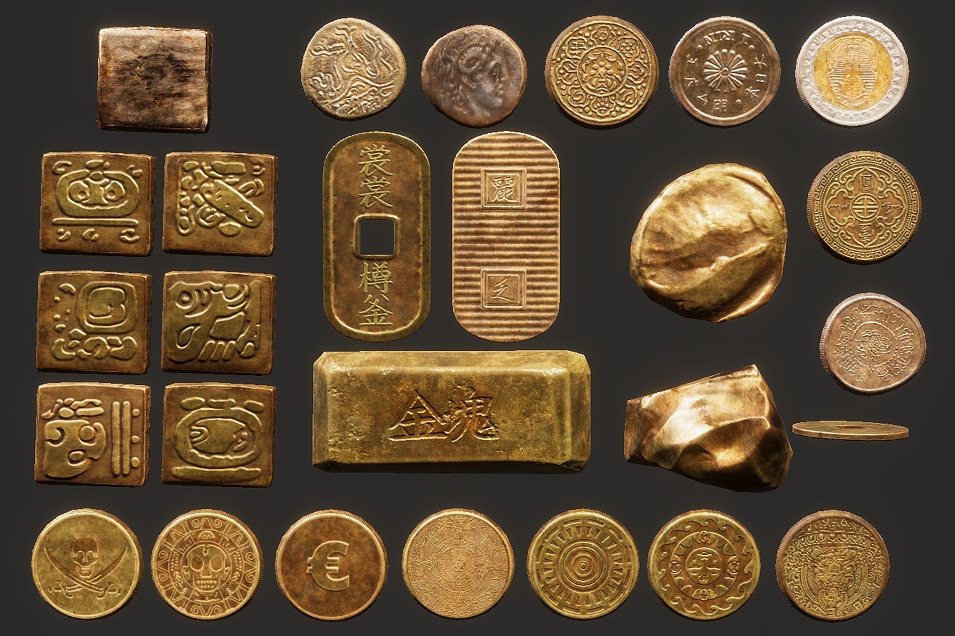 Medieval Coins - 29 items Low-poly 3D model_2