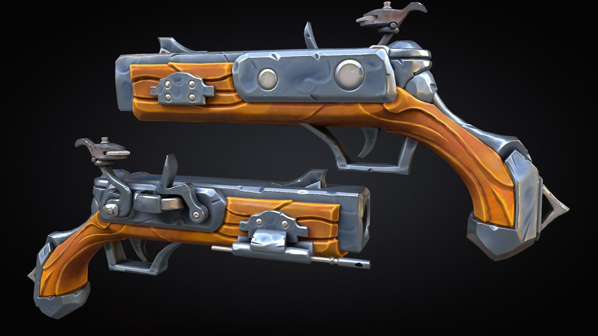 Stylized Musket Low-poly Low-poly 3D model_2