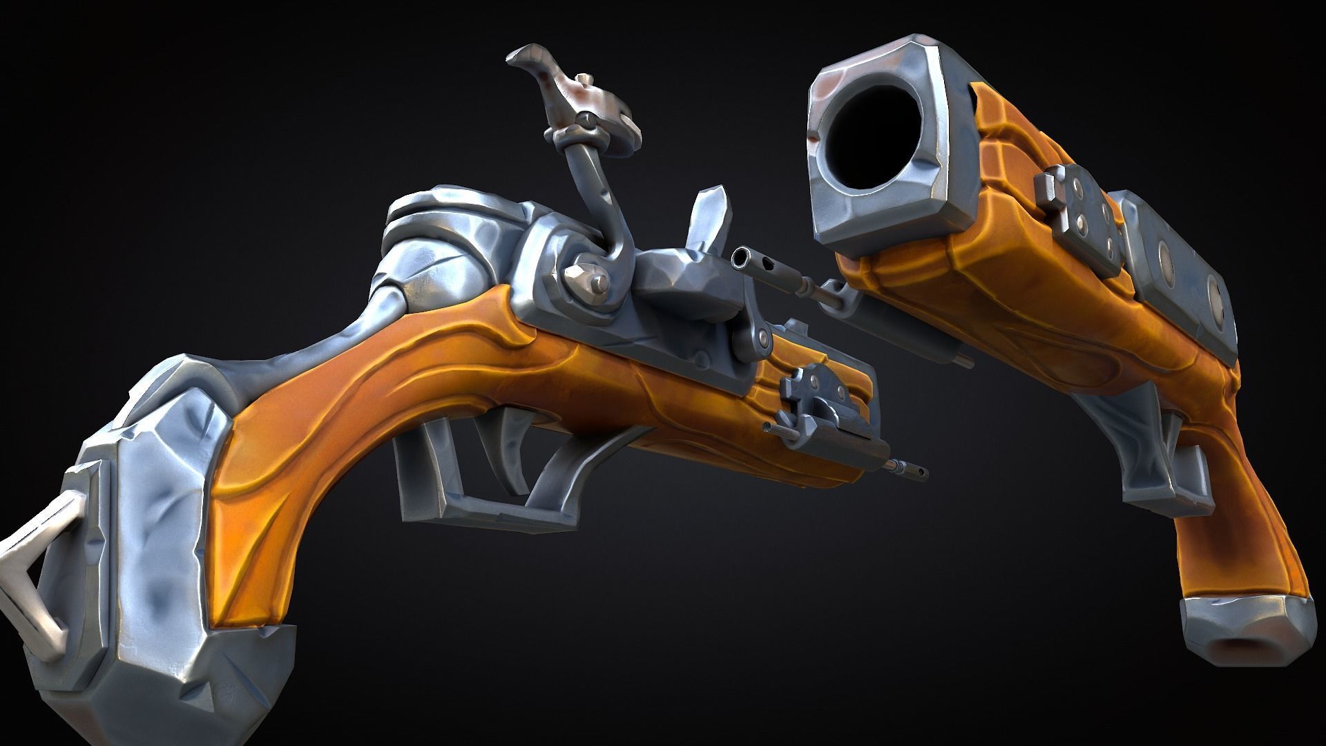 Stylized Musket Low-poly Low-poly 3D model_8