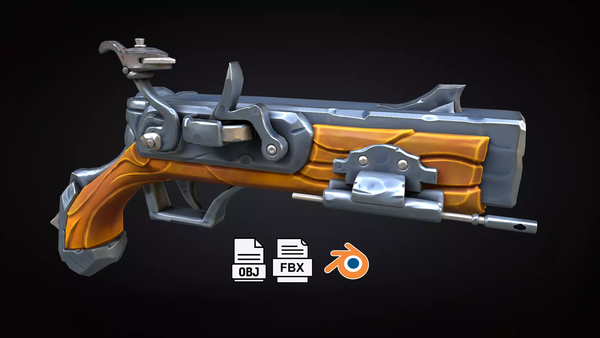 Stylized Musket Low-poly Low-poly 3D model_0