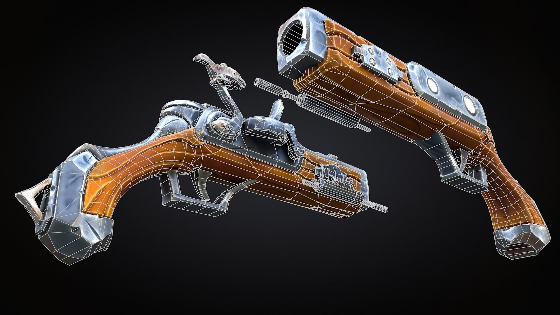 Stylized Musket Low-poly Low-poly 3D model_11