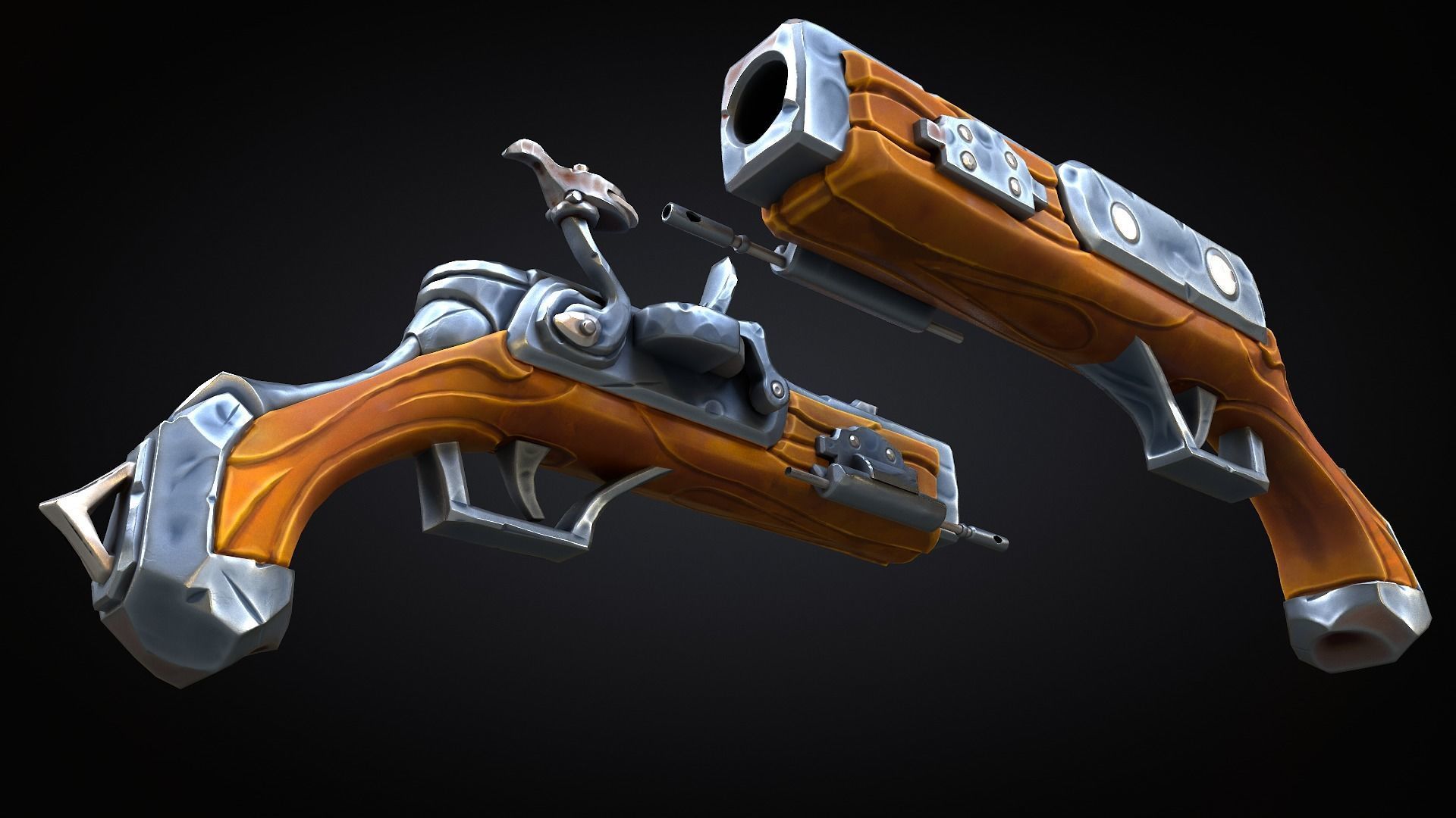 Stylized Musket Low-poly Low-poly 3D model_10