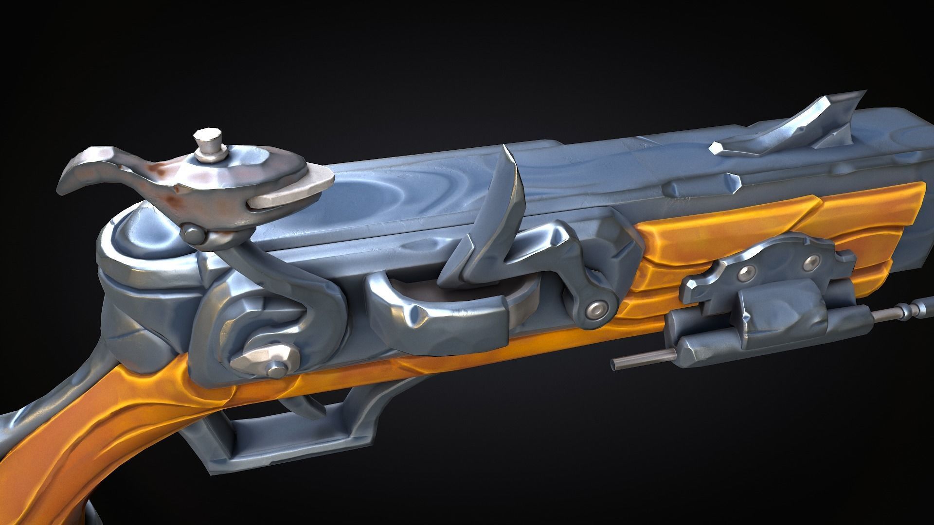 Stylized Musket Low-poly Low-poly 3D model_6