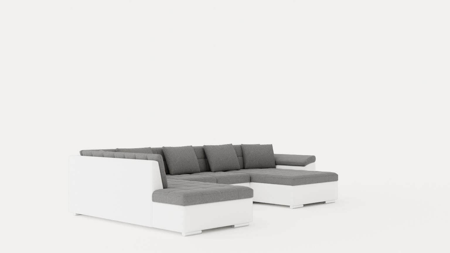 Dynir Corner Bed Sofa Divan Co Storage Right White Light Low-poly 3D model_1