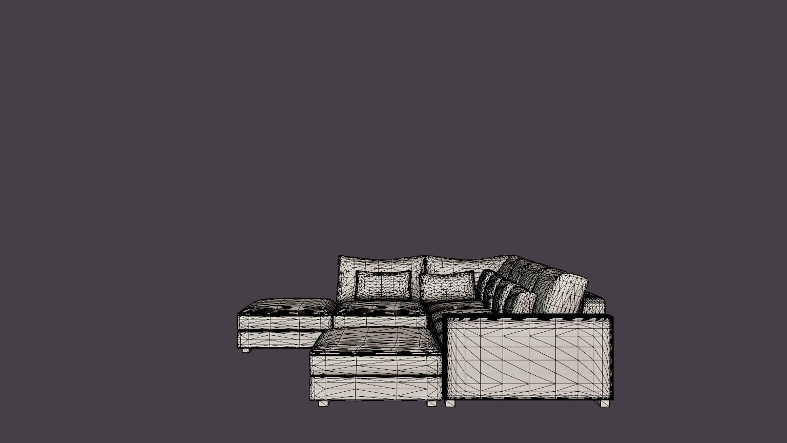 Dubai U Module Sofa With Divan Right Velvet Low-poly 3D model_7