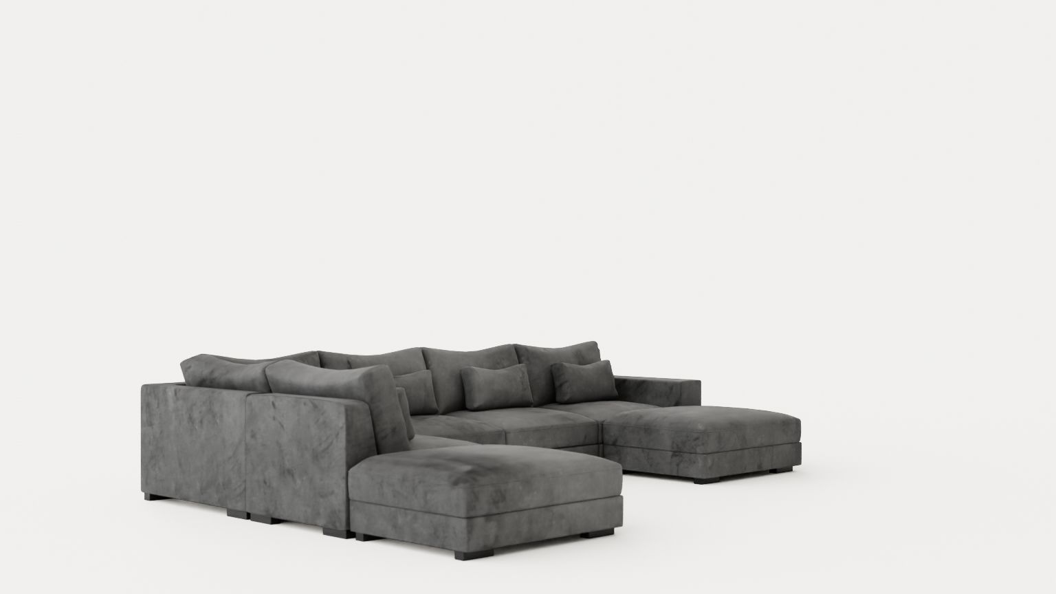 Dubai U Module Sofa With Divan Right Velvet Low-poly 3D model_1