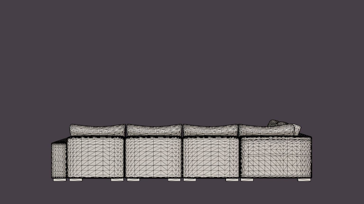 Dubai U Module Sofa With Divan Right Velvet Low-poly 3D model_5